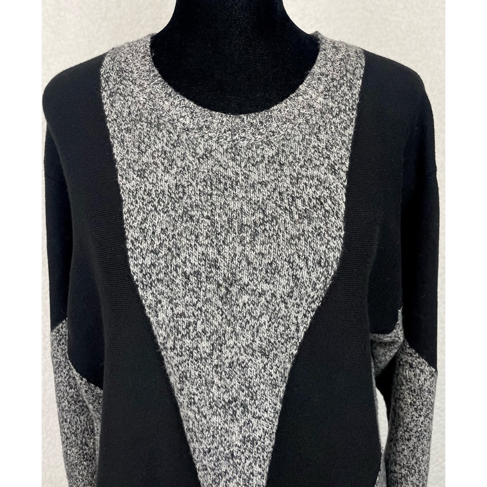 PUBLIC SCHOOL • NY Sana Black/Grey Colorblock Cropped Crewneck Knit Sweater, M - Picture 4 of 16